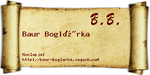 Baur Boglárka névjegykártya
